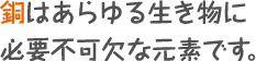 銅はあらゆる生き物に必要不可欠な元素です。